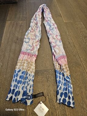 Coach Multi Waverly Dot OP Art Signature Long Oblong Scarf Wrap